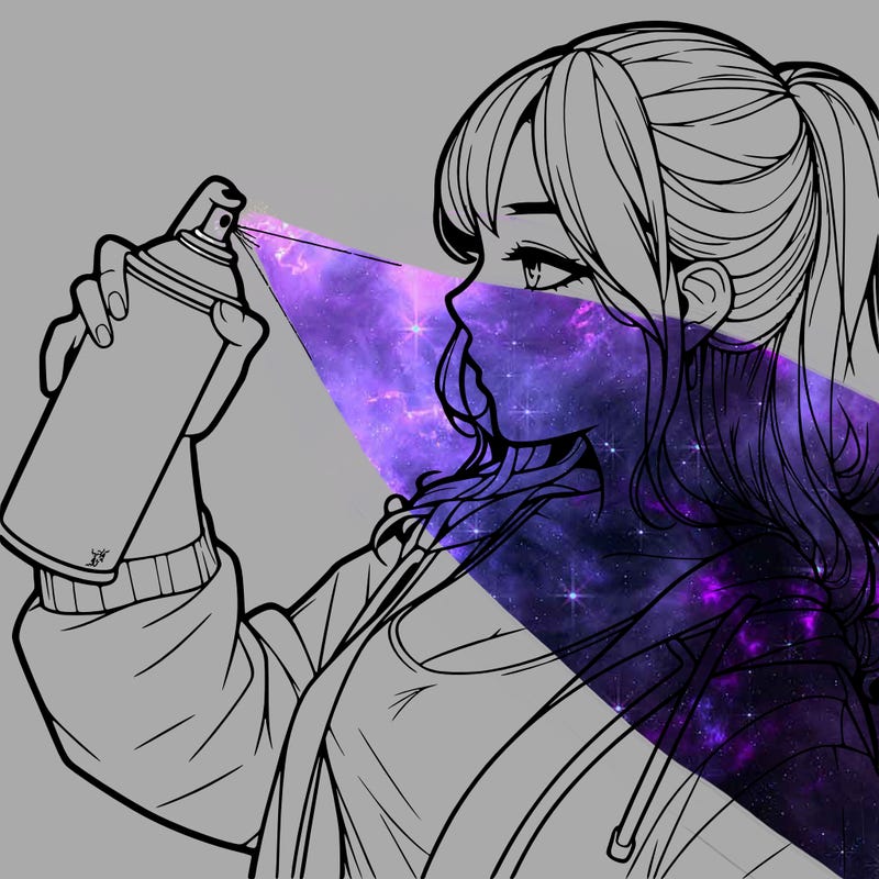 a realistic girl spray, painting