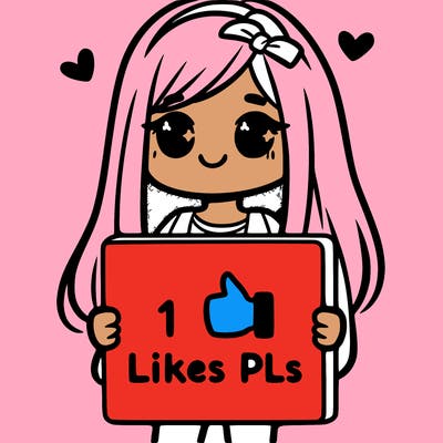 girl holding a sign saying 10 likes pls