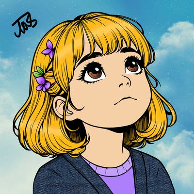 realistic girl looking up