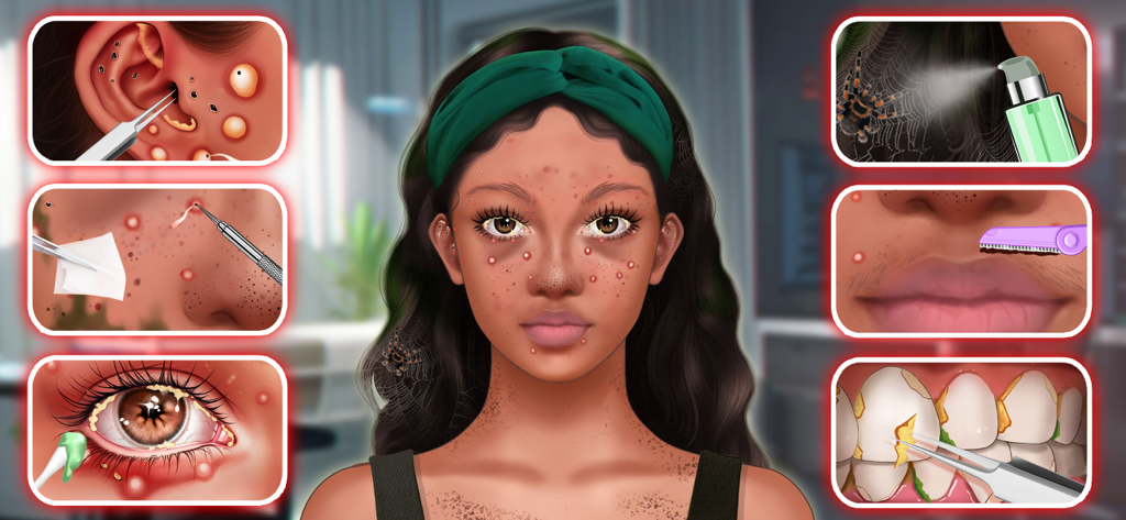 A character receiving skincare and grooming treatments in the Makeup Stylist DIY Salon game