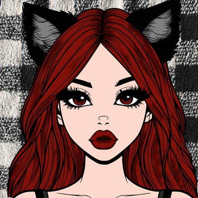 realistic girl with fox ears and realistic lips