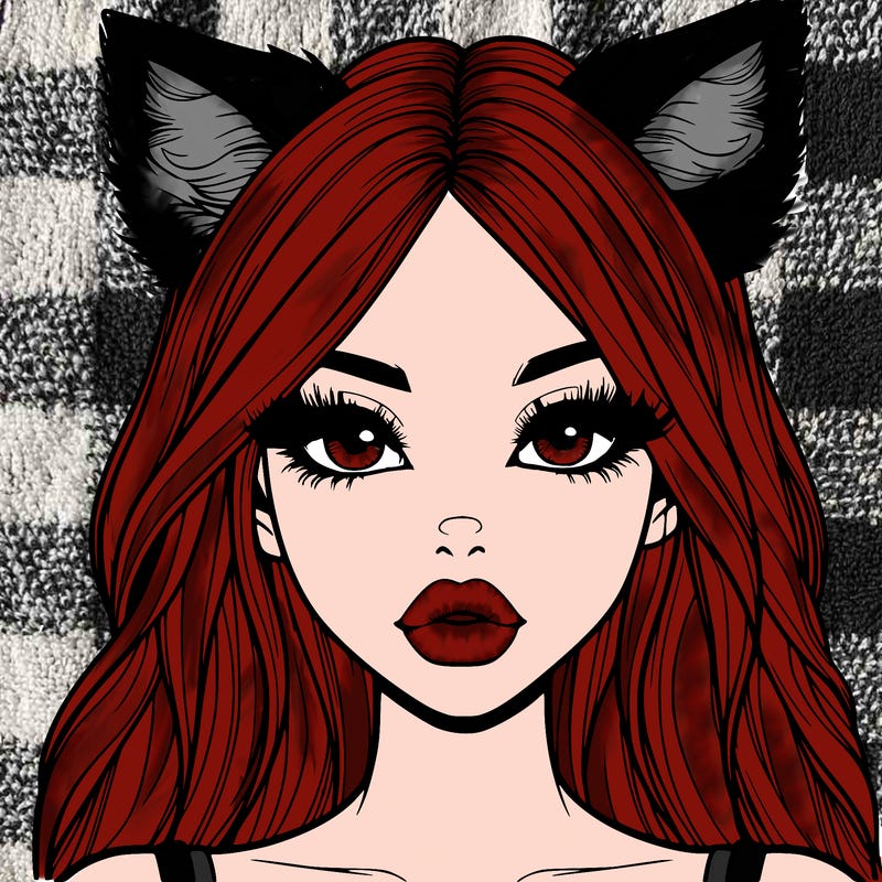 realistic girl with fox ears and realistic lips