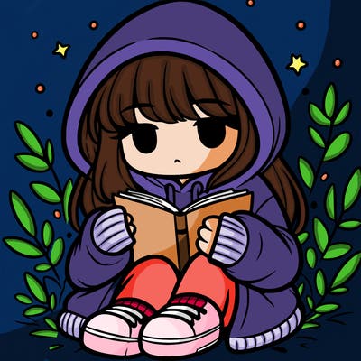 girl in oversized hoodie reading a book