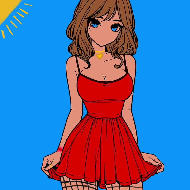 realistic girl in short dress