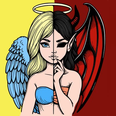 realistic angel half demon