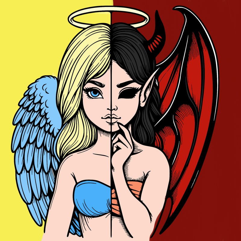 realistic angel half demon