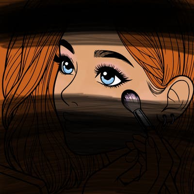 a realistic girl doing her makeup