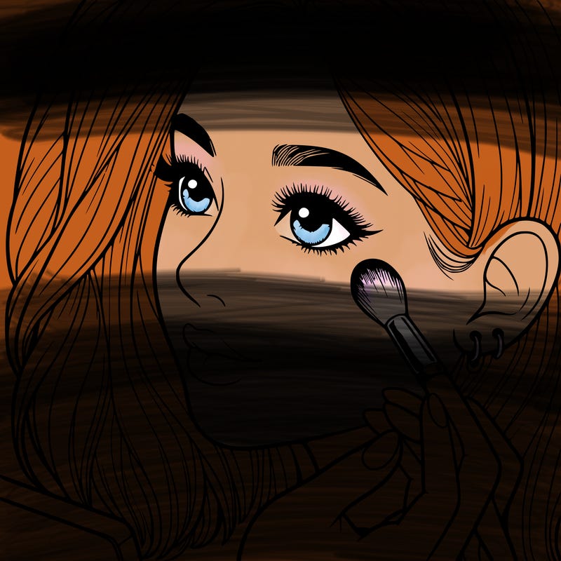 a realistic girl doing her makeup