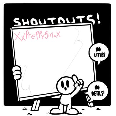 blank canvas that says above it shoutouts