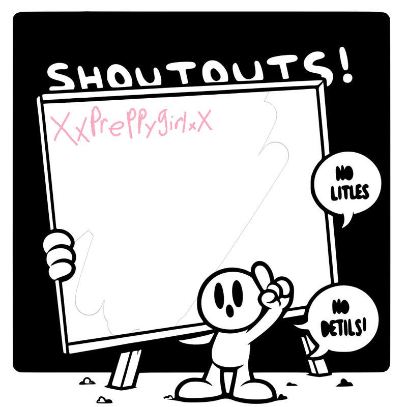 blank canvas that says above it shoutouts