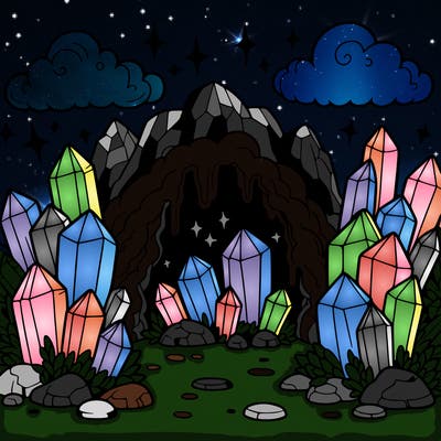 a cave with magic crystals