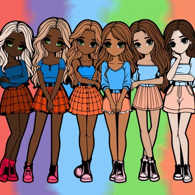 a group of girls realistic