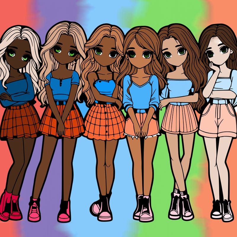 a group of girls realistic