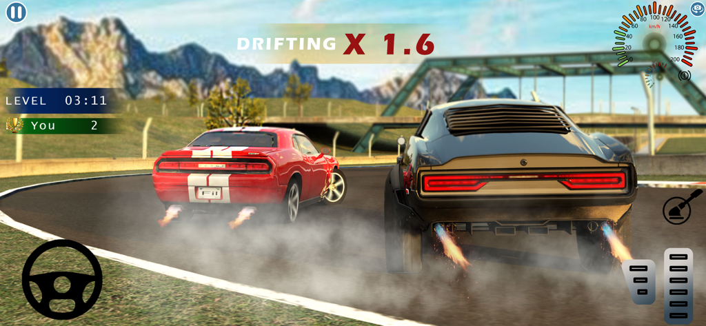 Drift Car Game x Burnout King - 排気炎とタイヤの煙を伴う3Dトラックでのドリフト
