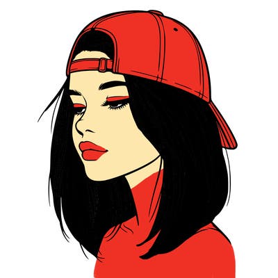 realistic  girl with a backwards hat