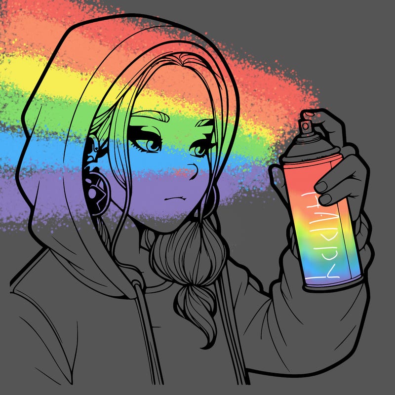 a realistic girl, spray painting