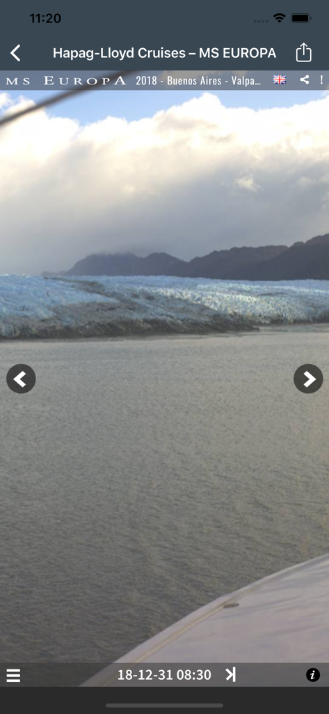 PANOMAX - live 360° webcams - Live 360 degree panoramic view of a glacier from the MS Europa cruise ship