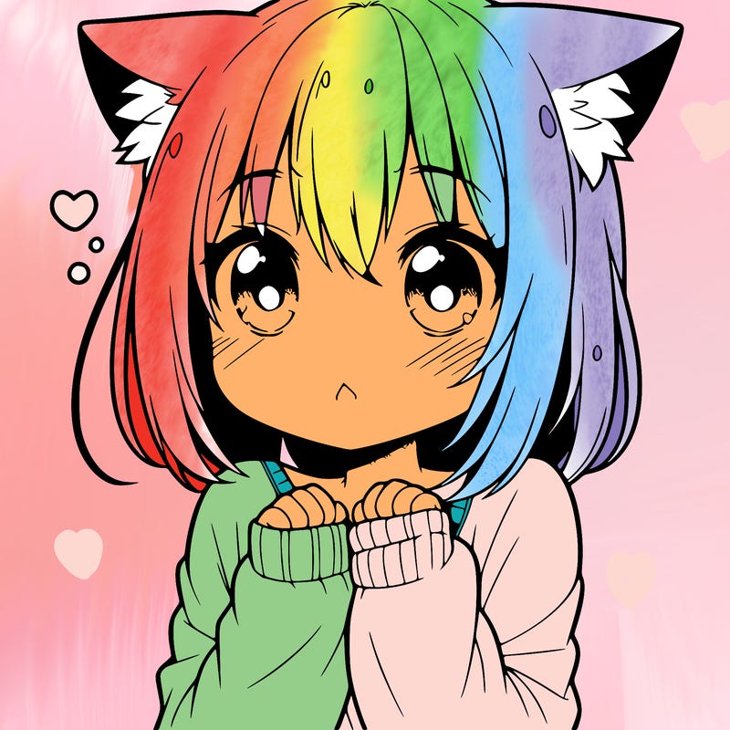 shy anime catgirl
