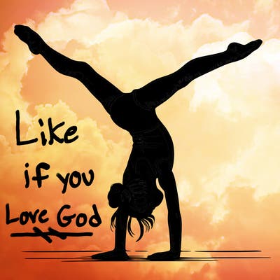 realistic gymnastic hand stand girl in four splits