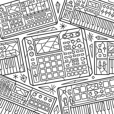 Dive into the intricate world of digital music with this stunning stained glass sampler coloring page. Experience the fusion of classic art and modern technology, perfect for creative minds.