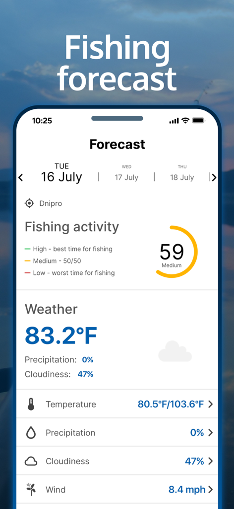 Fishing Forecast: Map & Points - Sports App | MWM