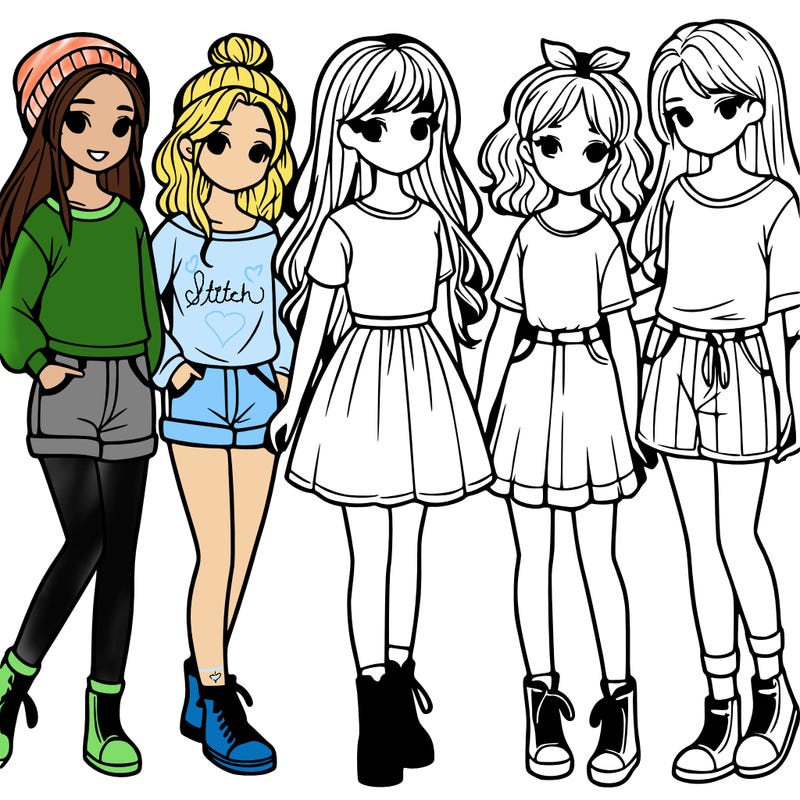 a group of five girls