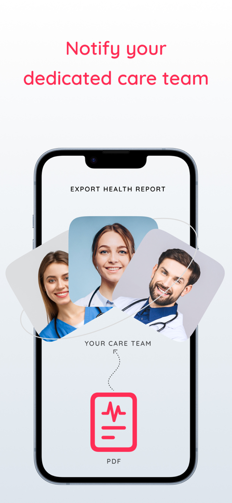 Hearty - Heart Health Monitor - Hearty app screen showing the option to export a PDF health report and share it with a medical care team
