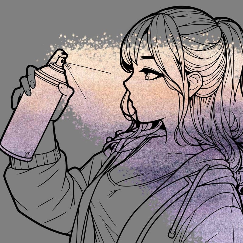 a realistic girl spray, painting