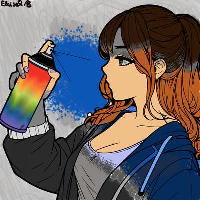 a realistic girl spray, painting