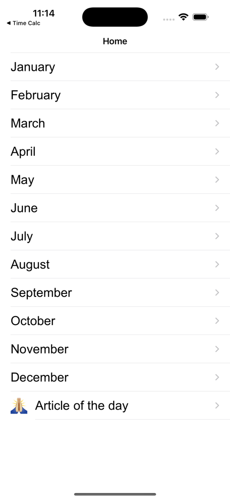 Bible One Year - Home screen of the Bible One Year app showing a monthly list for a daily reading plan.