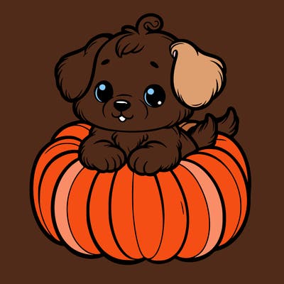 cute little puppy in a pumpkin