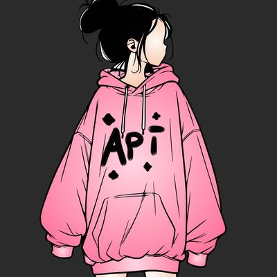 realistic girl with a oversized sweatshirt on and a bun