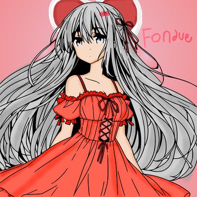 anime girl, long hair, long dress