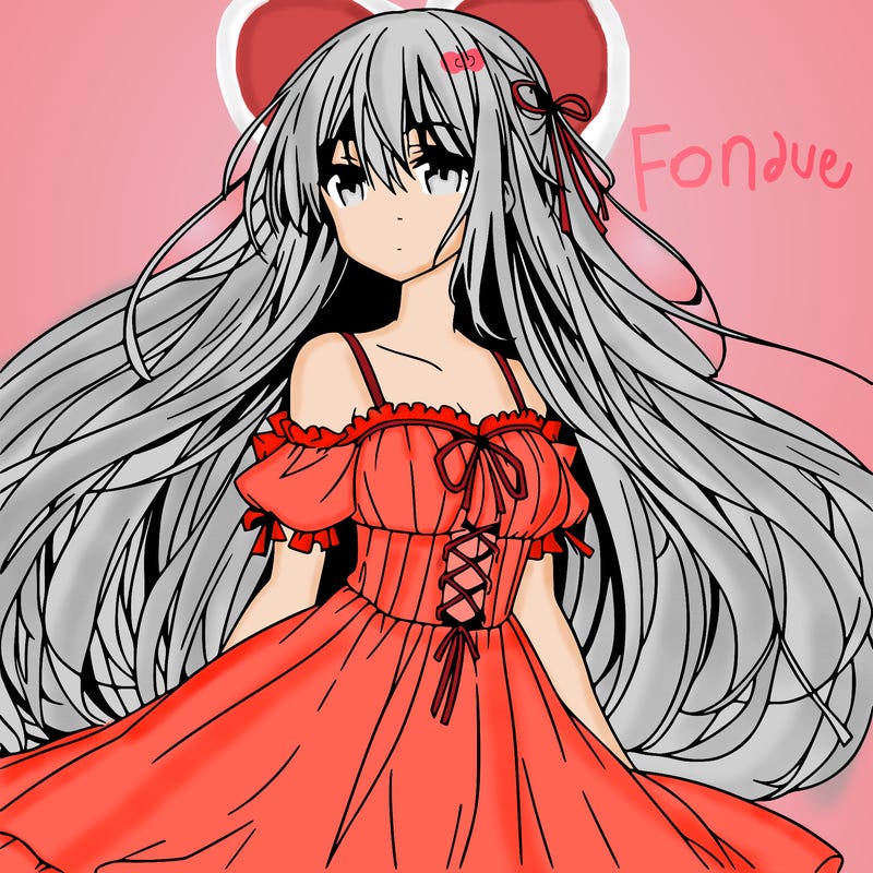 anime girl, long hair, long dress