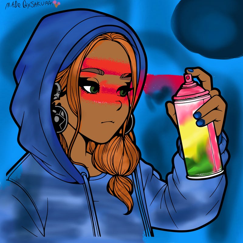 a realistic girl, spray painting