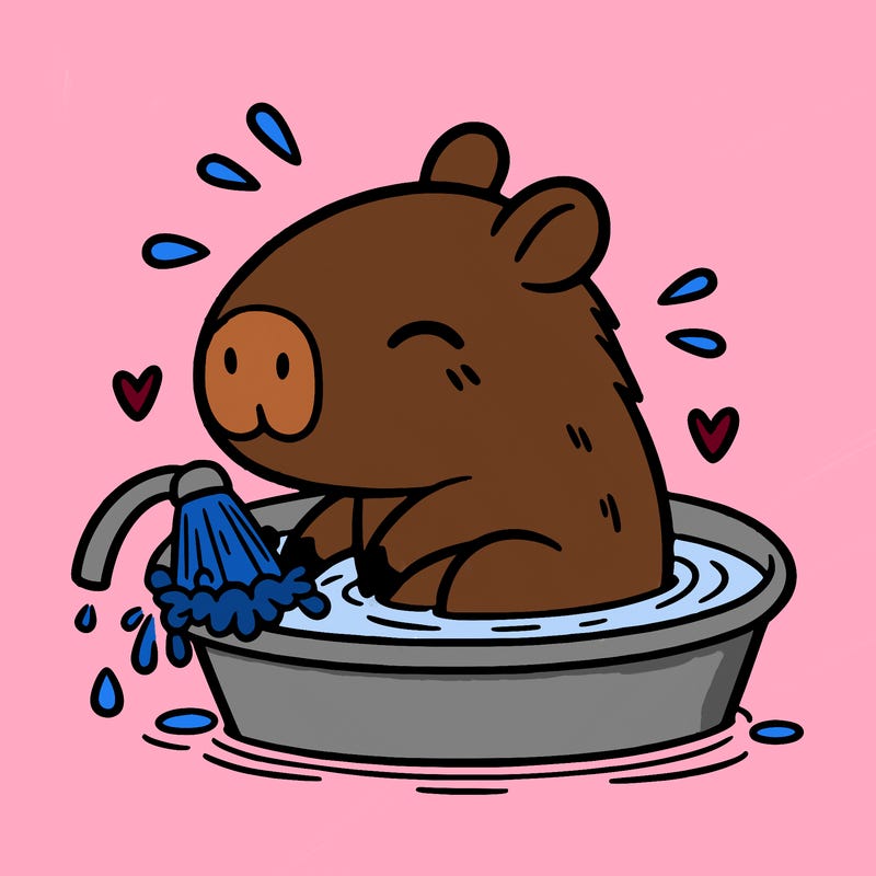 capybara taking a bath