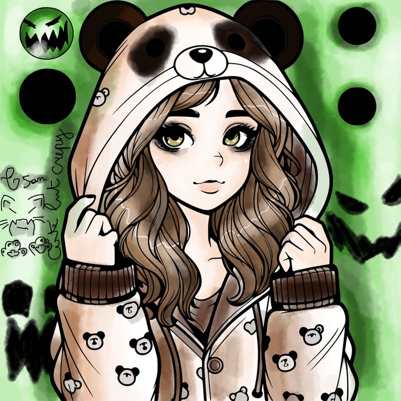 realistic girl in a animal pjs hoodie