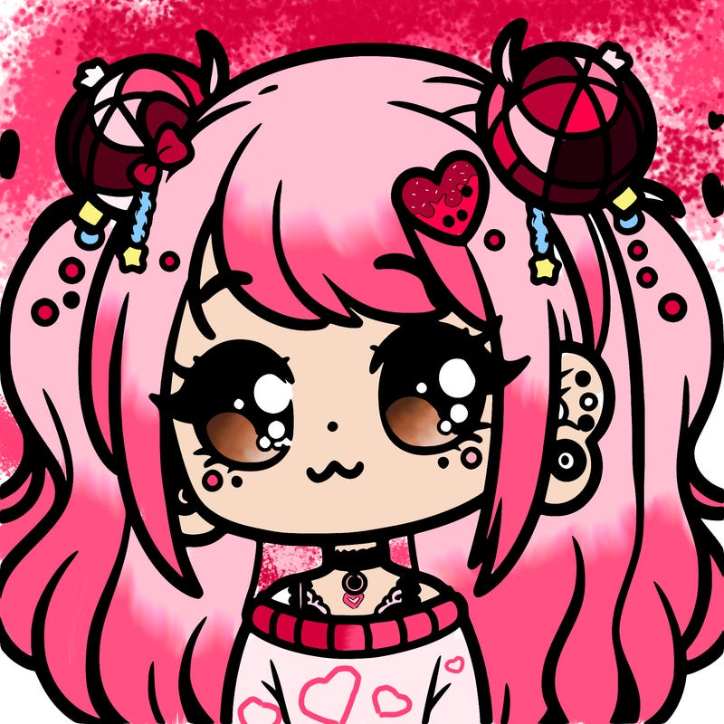 cute kawaii girl with piercings and pretty hair