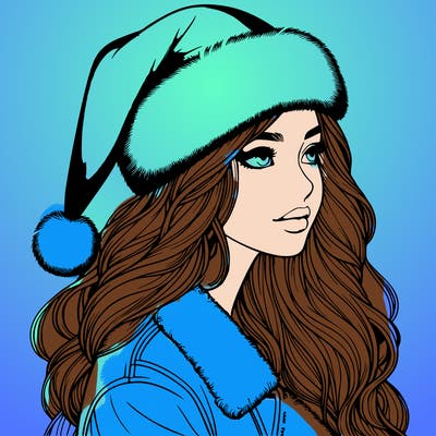realistic girl in santa hat