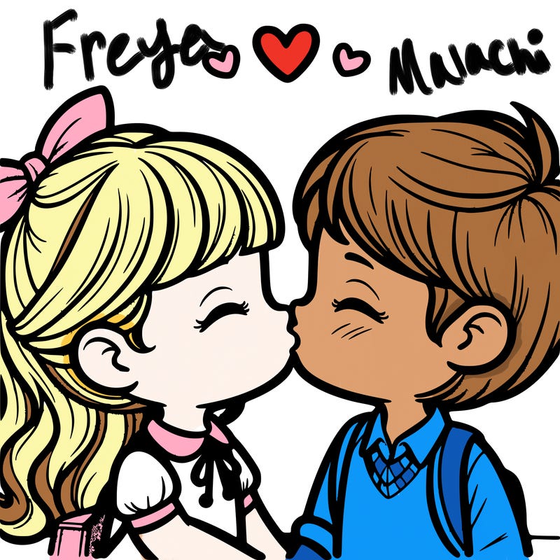 boy and girl kissing