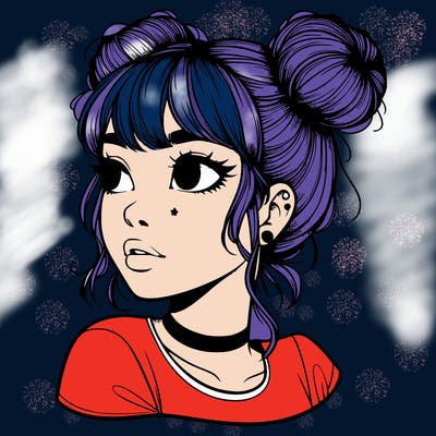 realistic girl with spacebuns