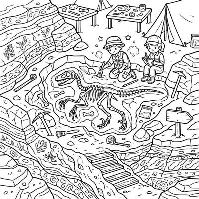 Embark on an exciting prehistoric journey with our Velociraptor Paleontology coloring page. Join young explorers as they uncover ancient dinosaur fossils, bringing the thrill of discovery to life with your colors.