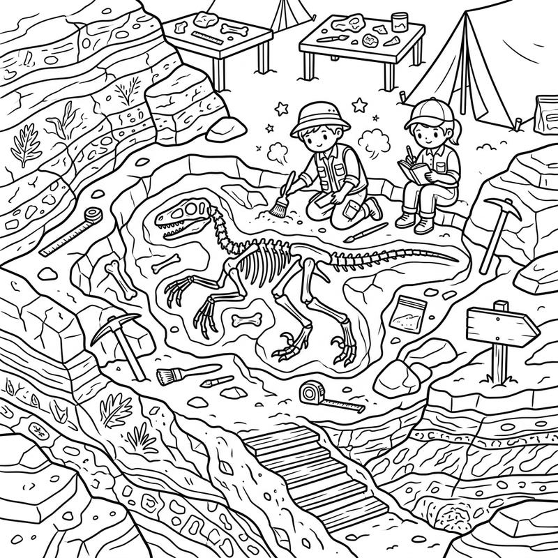 Embark on an exciting prehistoric journey with our Velociraptor Paleontology coloring page. Join young explorers as they uncover ancient dinosaur fossils, bringing the thrill of discovery to life with your colors.