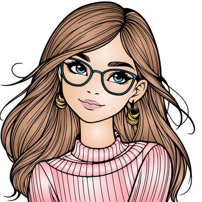 realistic girl with glasses