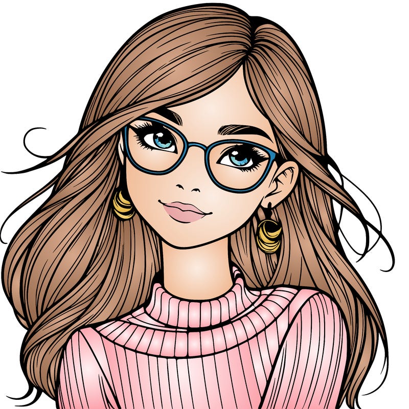 realistic girl with glasses