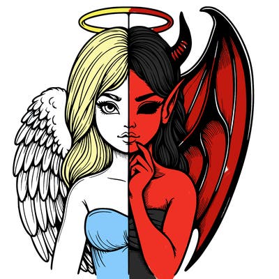 realistic angel half demon