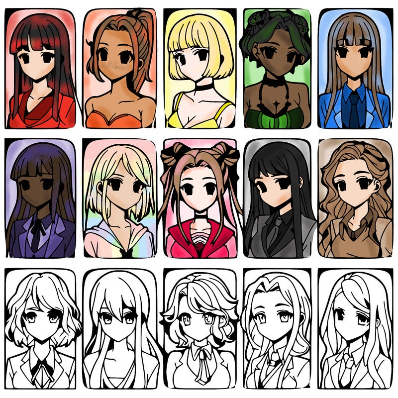 girls that look diffrent anime