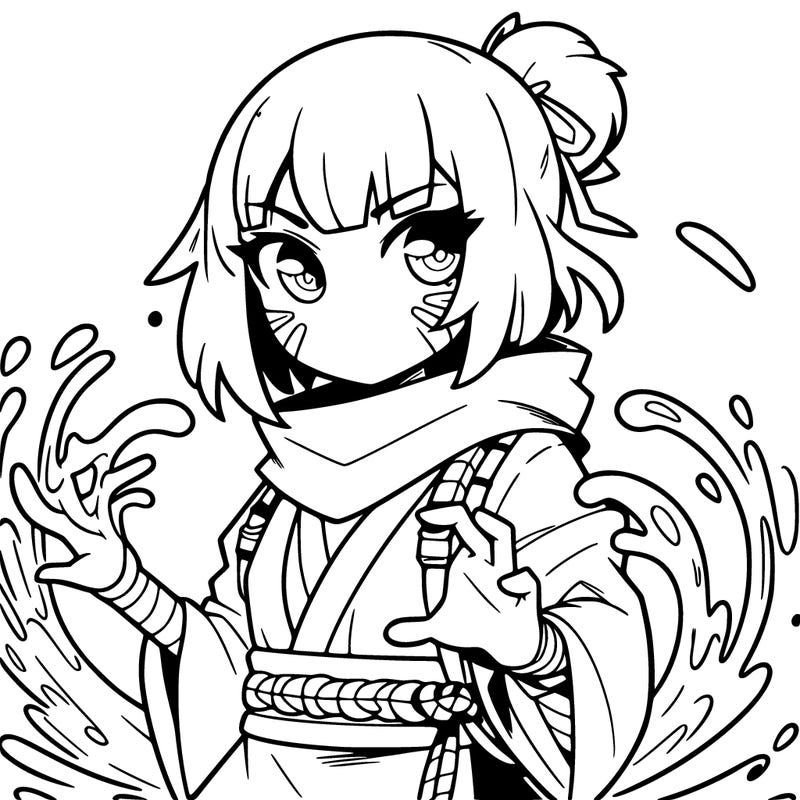 anime girl ninja with water powers