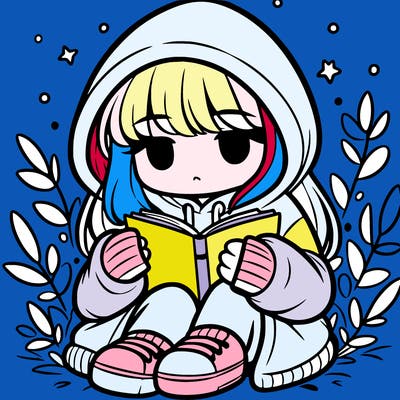 girl in oversized hoodie reading a book