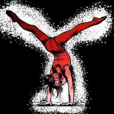 realistic gymnastic hand stand girl in four splits